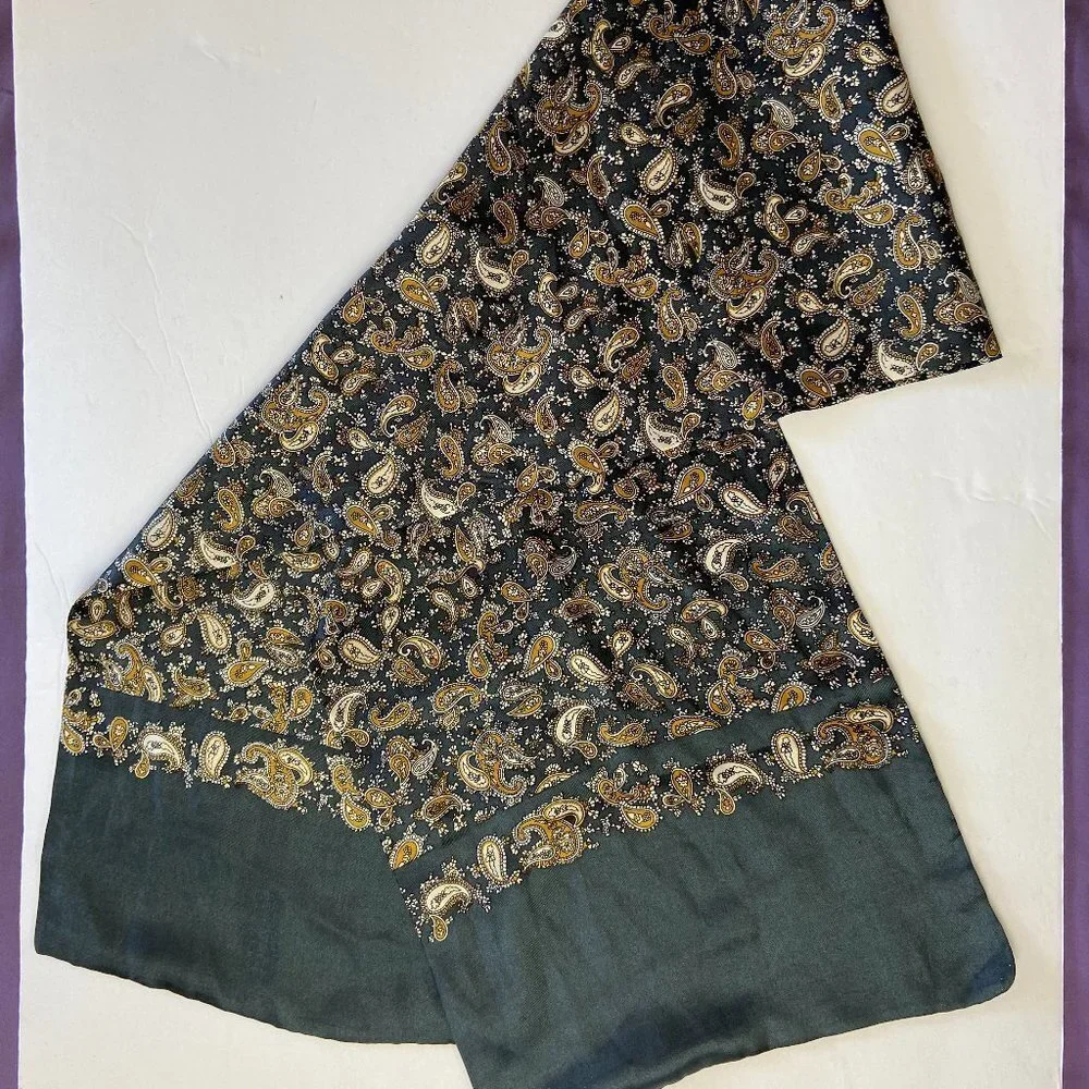 Vintage Double Scarf  Paisley Gray